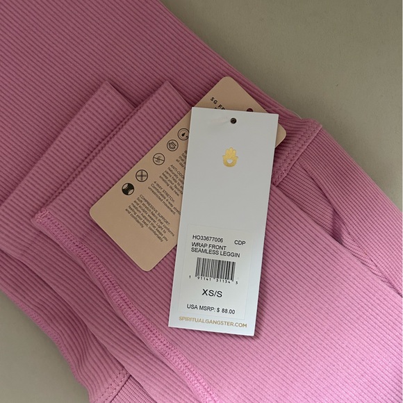 Spiritual Gangster Candy Pink Wrap Front Seamless Leggings - Picture 8 of 9